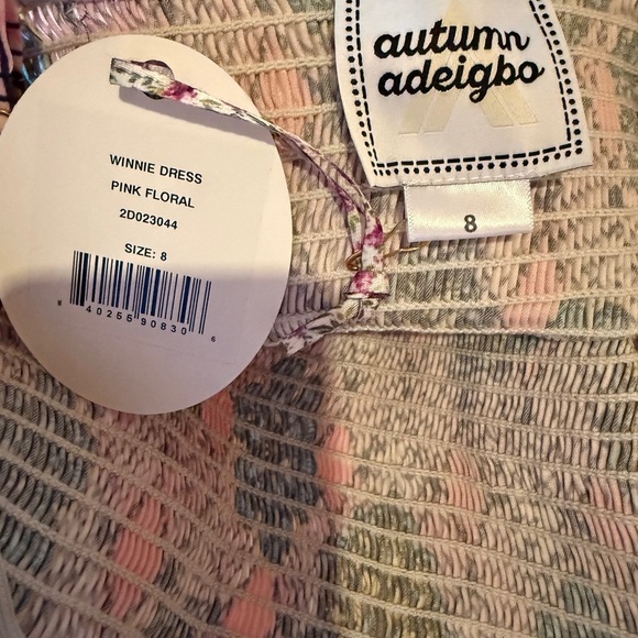 Autumn Adeigbo Pink Winnie Smocked Midi Dress Size 8 Multicolor Floral $555 NWT - Picture 10 of 16